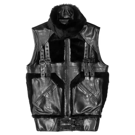 Christian Dior by John Galliano black leather and fur gillet, fw 2003 For Sale at 1stDibs