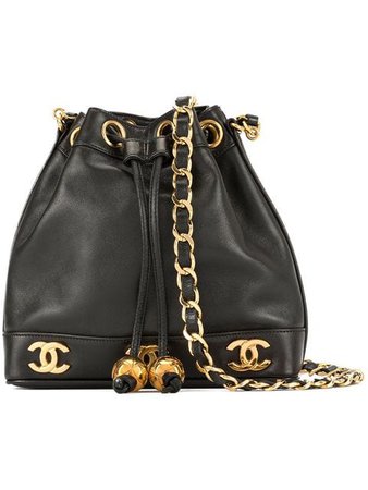 Chanel Vintage Bolsa De Hombro Con Cordones y Apliques Del Logo - Farfetch