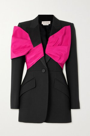 Black Bow-embellished wool-blend blazer | Alexander McQueen | NET-A-PORTER