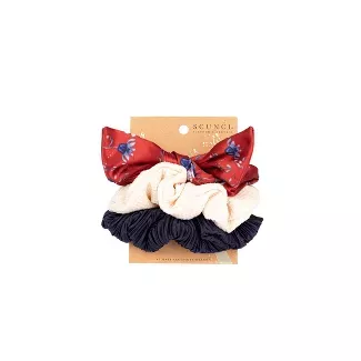 Scunci Scrunchie - Red Floral Print/Solid Cream/Solid Navy - 3pk : Target