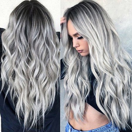 Synthetic Wig Curly Wavy Middle Part Wig Ombre Long Grey Ombre Pink Ombre Brown Ombre Green Ombre Red Synthetic Hair 24 inch Women's Fashionable Design Women Synthetic Dark Gray Ombre 7375002 2021 – $13.51