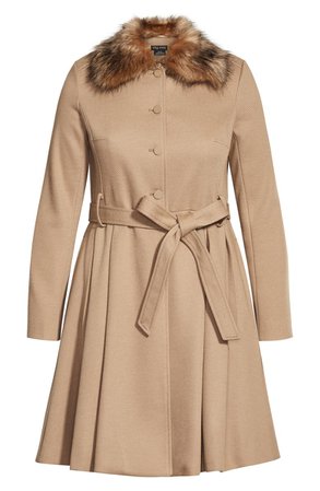 City Chic Blushing Belle Faux Fur Collar Coat | Nordstrom