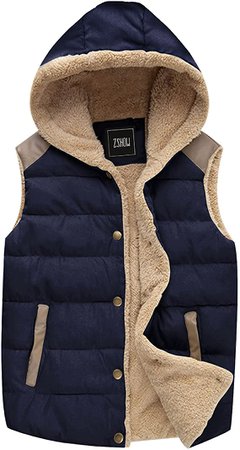Amazon.com: ZSHOW Women's Outwear Casual Thicken Qulited Hooded Vest Padded Fleece Jacket: Clothing