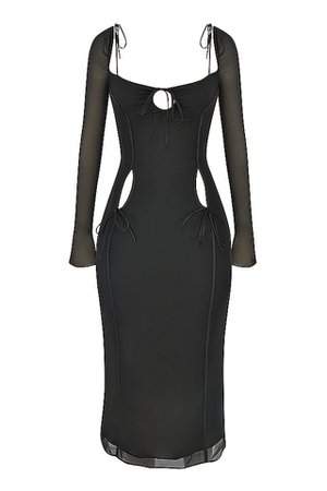 'Ophelia' Black Cutout Midi Dress