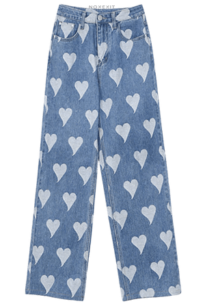 NOxEXIT ®【 SUCCUBUS 】✰ y2k heart pattern wide leg jeans egirl style aesthetic – noxexit