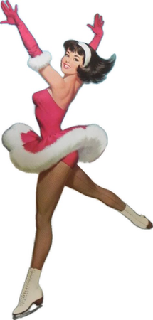 Christmas ice skater girl pink illustration