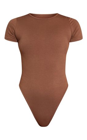 Chocolate Cotton Short Sleeve Bodysuit | PrettyLittleThing USA