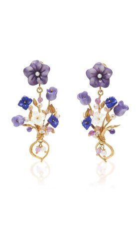 Violet Tague And Pearl Bundle Earrings by Of Rare Origin
