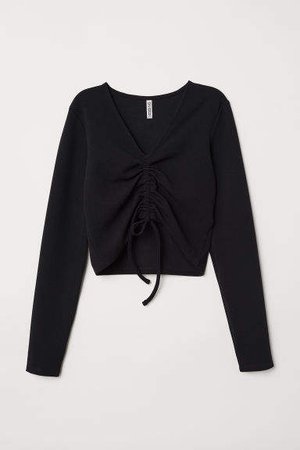 Top with Drawstring - Black