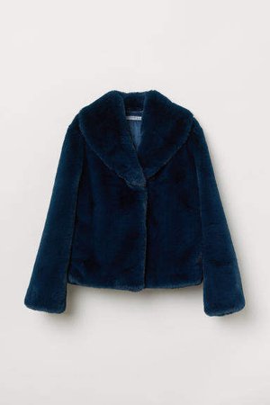 Faux Fur Jacket - Blue
