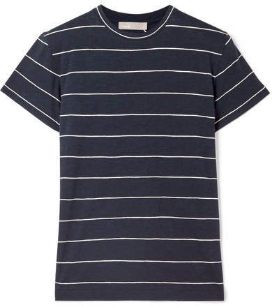Striped Pima Cotton-jersey T-shirt - Navy