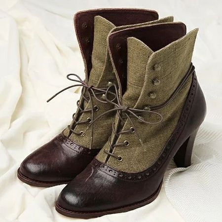 Green Victorian Ankle Boots