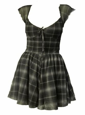 olive army green plaid sweetheart neckline flare mini dress png