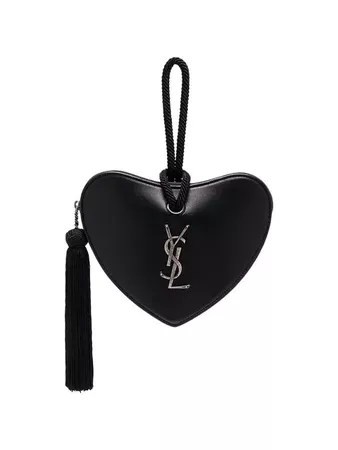 Saint Laurent black tassel detail heart shaped leather clutch bag $1,250 - Buy SS19 Online - Fast Global Delivery, Price