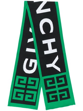 Givenchy Intarsia Knit Logo Scarf GV2516U1600 Green | Farfetch
