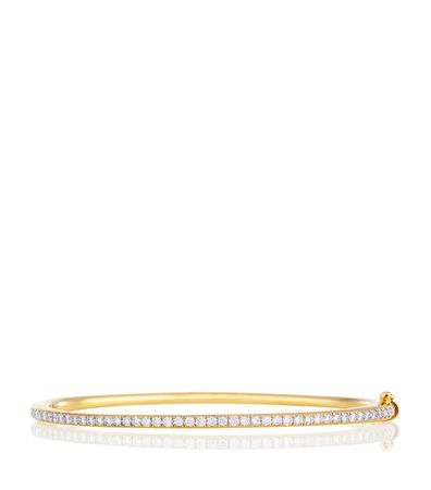 De Beers Yellow Gold Yellow Gold and Micropavé Diamond Bangle | Harrods.com