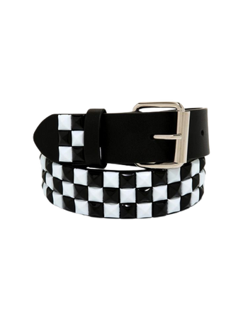 Black & White Checkered Pyramid Stud Belt