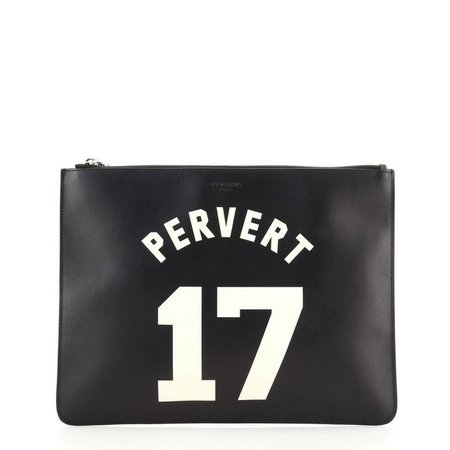 *clipped by @luci-her* Givenchy Zip Pouch Medium Black Print Leather Clutch - Tradesy