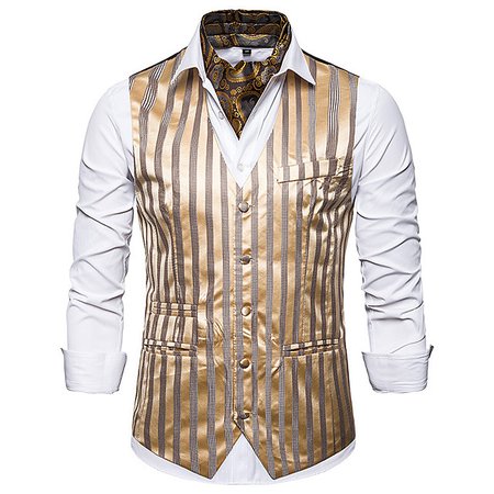 The Great Gatsby Retro Vintage Medieval Vest Men's Cotton Costume Golden / White / Black Vintage Cosplay Party Halloween Sleeveless 8189264 2020 – $36.29