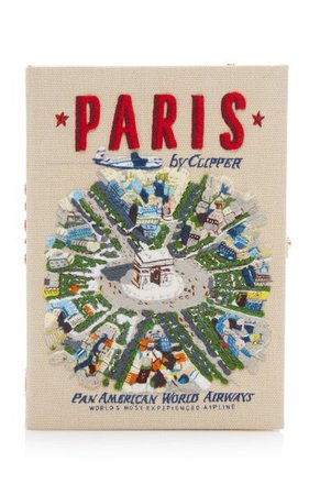 Paris Embroidered Canvas Book Clutch By Olympia Le-Tan | Moda Operandi