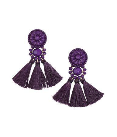 Dark Purple Tassle Earrings