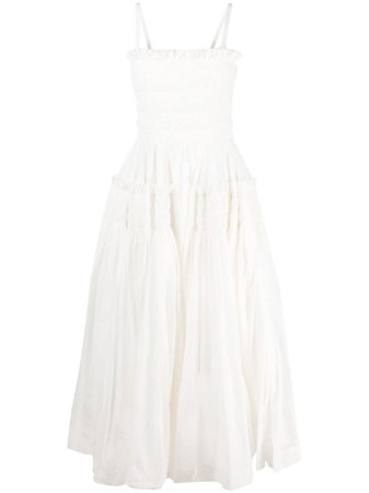 Shop white Molly Goddard Larry smocked open-back dress with Express Delivery - Farfetch