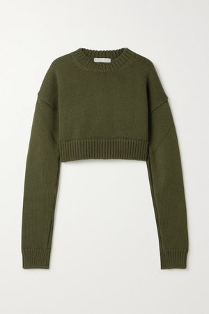 Army green Cropped knitted sweater | Bottega Veneta | NET-A-PORTER
