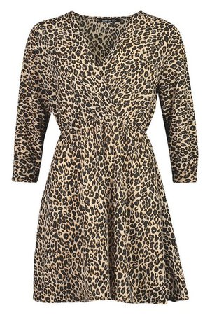 Tall Leopard Print Wrap Dress | Boohoo