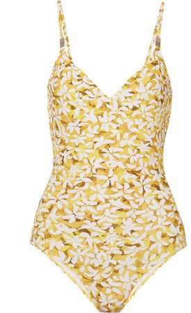 On The Island By Asterias Floral-print Swimsuit - Yellow