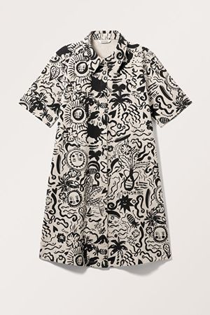 Short Sleeve Shirt Dress - Summer Doodles - Monki WW