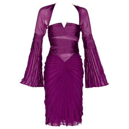 Gucci Tom Ford Purple Silk Dress Runway F/W 2004 Look #27 For Sale at 1stDibs