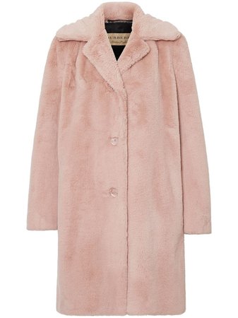 burberry faux fur single breasted coat