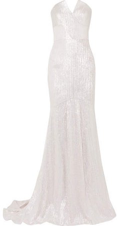 Brenner Textured-lamé Gown - White