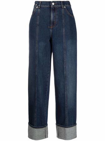 Alexander McQueen contrast-stitching wide-leg Jeans - Farfetch
