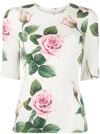 Dolce & Gabbana Tropical Rose Print Fitted Blouse Ss20 | Farfetch.com
