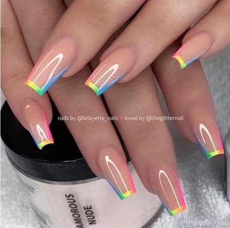 nude and rainbow nails