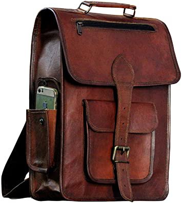 Amazon.com: 16" Vintage leather Backpack Laptop Messenger Bag Lightweight School College Rucksack Sling for Men Women : Electronics