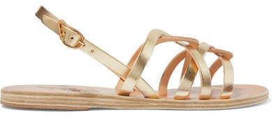 Schinousa Metallic Leather Sandals - Gold