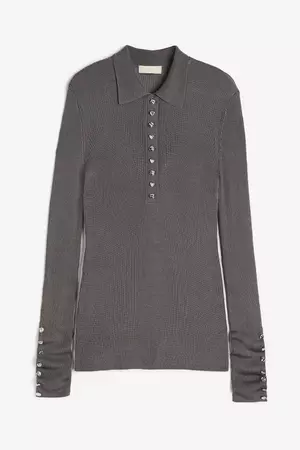 Button-detail Sweater - Dark gray - Ladies | H&M US