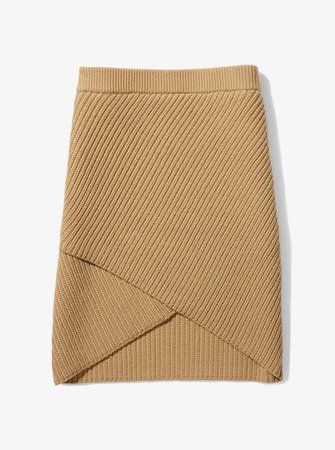 Cashmere Ribbed Surplice Skirt