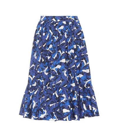 Printed cotton midi skirt
