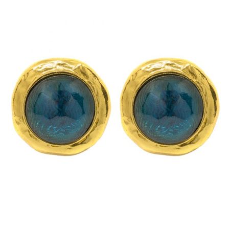 Saint Laurent - Vintage blue stone round earrings - 4element
