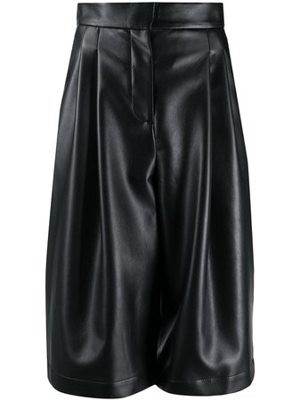 PHILOSOPHY DI LORENZO SERAFINI faux-leather cropped pleated trousers