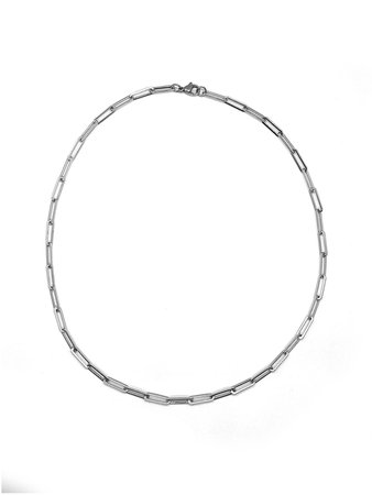 (Stainless Steel) Paperclip Link Chain Necklace in Silver | Arva.co