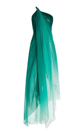 Degradé Silk-Chiffon Asymmetric Gown By Oscar De La Renta | Moda Operandi