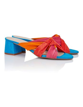 Suede knot front sandals, coral red/multi-coloured, red | MADELEINE Fashion
