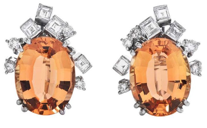 imperial topaz and diamond earrings