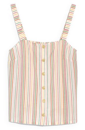 Madewell Textured Rainbow Stripe Button Front Camisole