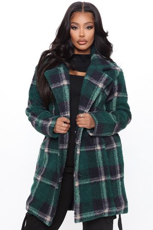 Winter In New York Plaid Coat - Green/combo - Jackets & Coats - Fashion Nova