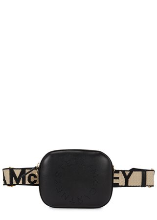 Stella McCartney Black logo faux leather belt bag - Harvey Nichols